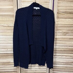 LOFT Women's Dark Blue Textured Cardigan Size S